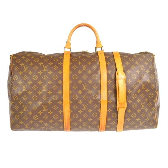 LOUIS VUITTON KEEPALL TRAVEL BAG BUNDLE! BANDOULIERE 60 BROWN MONOGRAM 🤎💛 - Picture 2 of 16